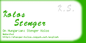 kolos stenger business card
